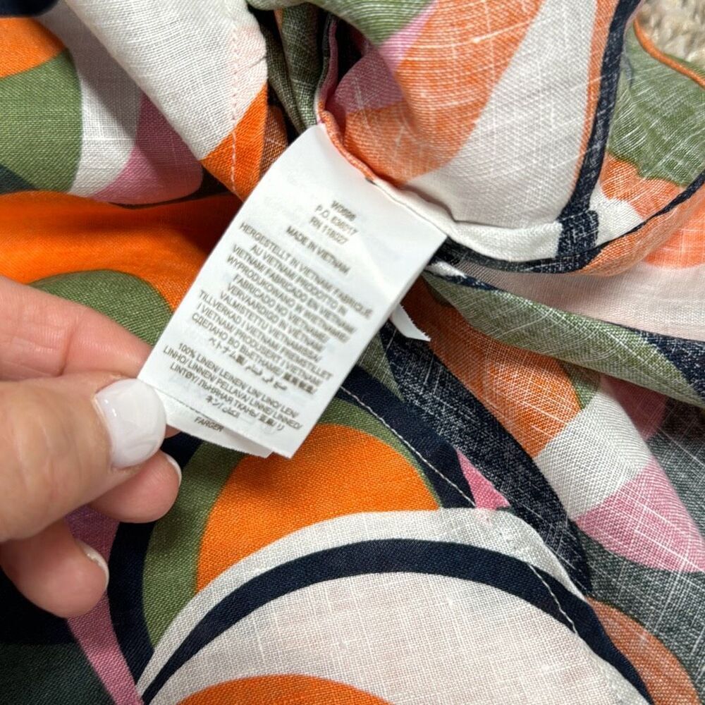 Boden Multi Color Linen Long Sleeve Button Down Top Size 8 Petite - Picture 5 of 6
